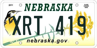 NE license plate XRT419