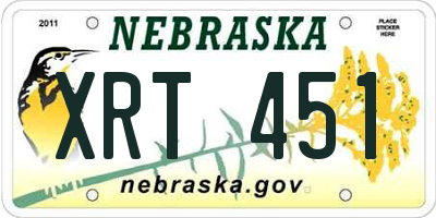 NE license plate XRT451