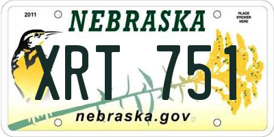NE license plate XRT751