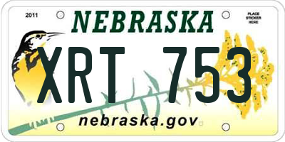 NE license plate XRT753