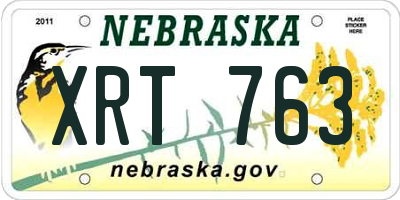 NE license plate XRT763