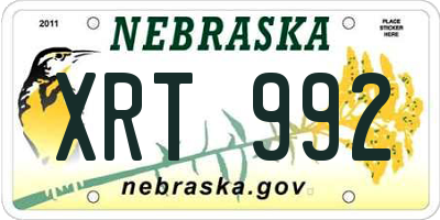 NE license plate XRT992