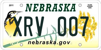 NE license plate XRV007