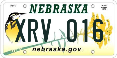 NE license plate XRV016