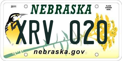 NE license plate XRV020