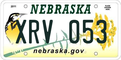 NE license plate XRV053