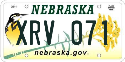 NE license plate XRV071