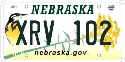NE license plate XRV102