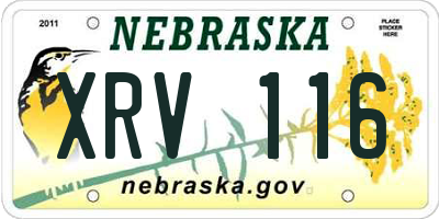 NE license plate XRV116