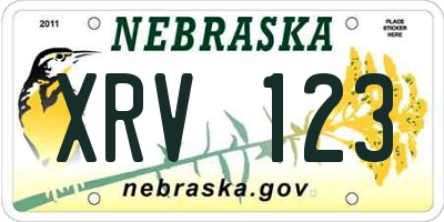NE license plate XRV123