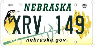 NE license plate XRV149