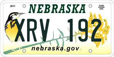 NE license plate XRV192