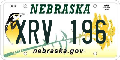 NE license plate XRV196