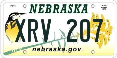 NE license plate XRV207