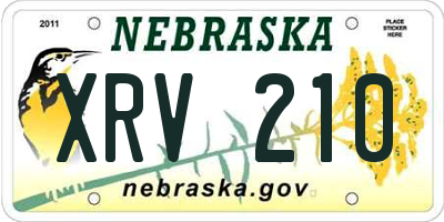 NE license plate XRV210