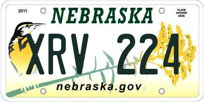 NE license plate XRV224