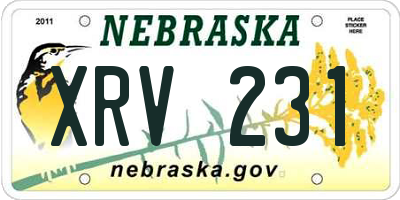 NE license plate XRV231