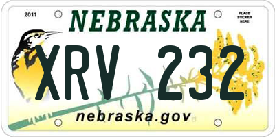 NE license plate XRV232