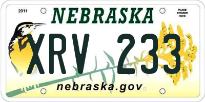 NE license plate XRV233