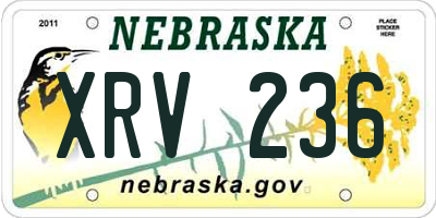 NE license plate XRV236