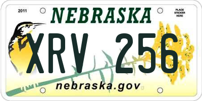 NE license plate XRV256