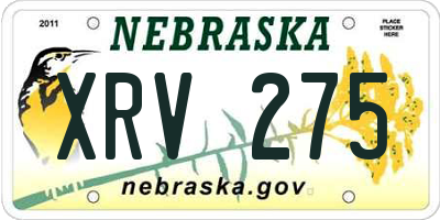 NE license plate XRV275