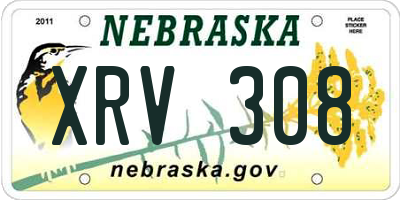 NE license plate XRV308