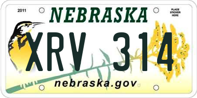 NE license plate XRV314