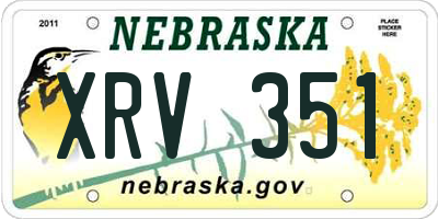 NE license plate XRV351