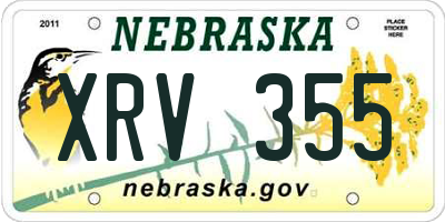 NE license plate XRV355
