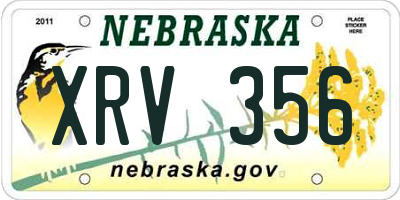 NE license plate XRV356