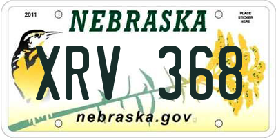 NE license plate XRV368