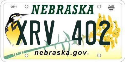 NE license plate XRV402