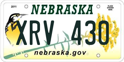 NE license plate XRV430