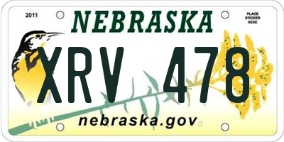 NE license plate XRV478