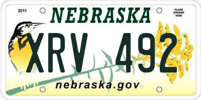 NE license plate XRV492
