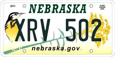 NE license plate XRV502