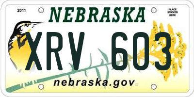 NE license plate XRV603