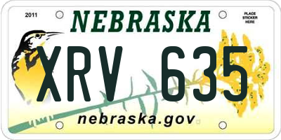 NE license plate XRV635
