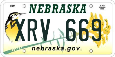 NE license plate XRV669