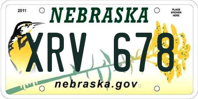 NE license plate XRV678