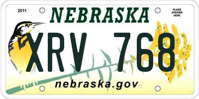 NE license plate XRV768