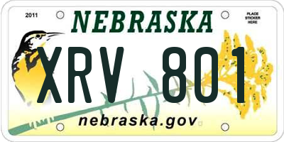 NE license plate XRV801