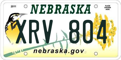 NE license plate XRV804