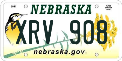 NE license plate XRV908