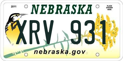 NE license plate XRV931