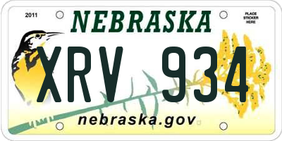 NE license plate XRV934