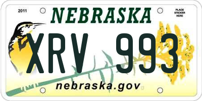 NE license plate XRV993