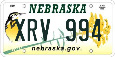 NE license plate XRV994