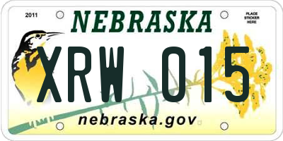 NE license plate XRW015